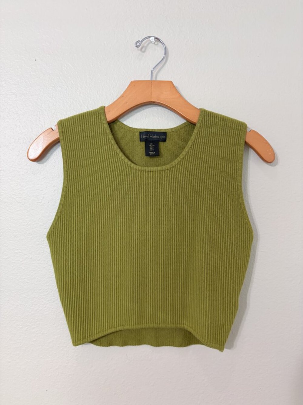 House of Harlow Green Ribbed Sleeveless Top